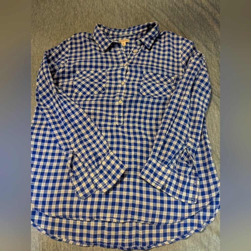 Merona Blue and White Plaid Shirt